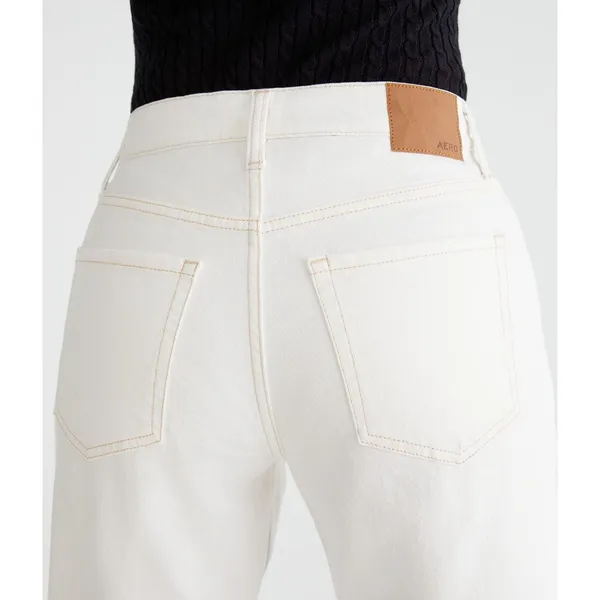Aeropostale High Rise Baggy White Cream Jeans Sz 4R Casual Minimalist Old‎ Money - Image 6