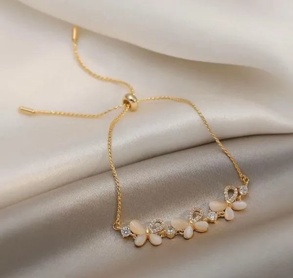 18K Gold Plated Adjustable Crystal Butterfly Charm Bracelet for Women - Image 5