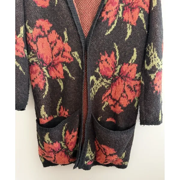 Free People Flower Power Boho Cardigan Sweater Women's Size Medium‎ - Image 5