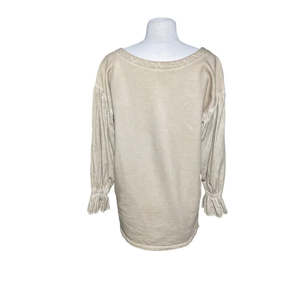 ANTHROPOLOGIE PILCRO Women’s Mixed Media Tan Pullover Puff Sleeve Top - Image 8