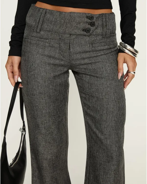 Princess Polly Karola Asymmetrical Buckle Pants Grey - Image 2