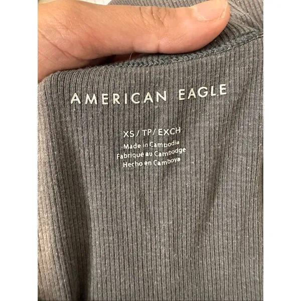 American Eagle Dark Grey Ribbed Tank Top Womens Size XS Extra Small Basic Cami - Image 7