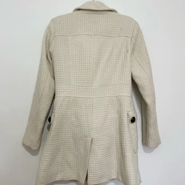 Vintage Bebe white tweed coat jacket size medium - Image 4