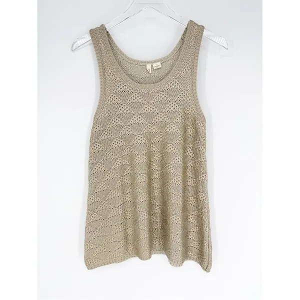 Anthropologie Moth Metallic Knit Tank‎ Top Women's S Gold Shimmer - Image 3