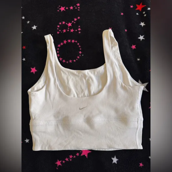 Nike White Ribbed Tank Top - Image 2