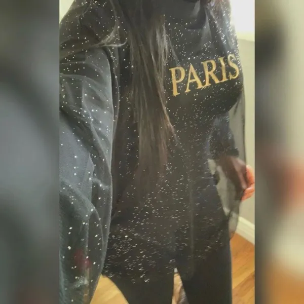 ASOS Sheer‎ Sparkly Long Sleeve See Through Paris Top Size Small Oversized Disco - Image 2