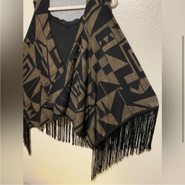 Westbound Geo Tassel Open Front Vest Cardigan | Boho Asymmetrical Layer (L) - Image 9
