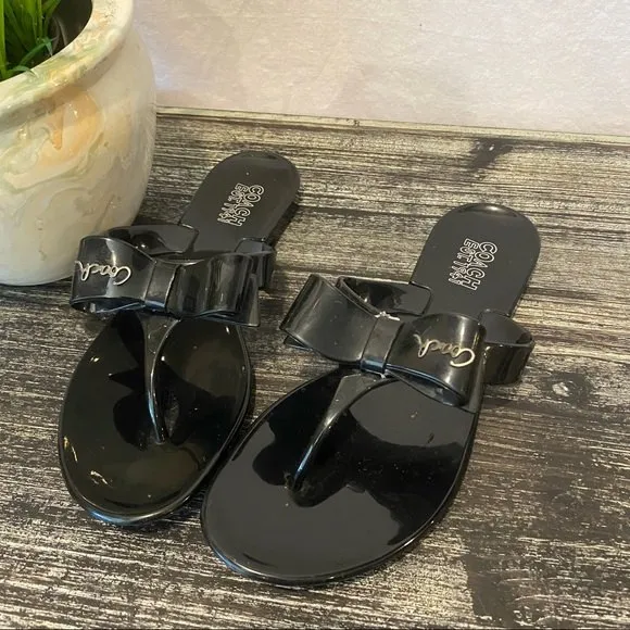 Coach Black Jelly Thong Flip Flop Sandal Summer Beach Pool Shoes 7 - Image 4