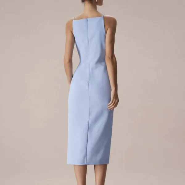 RIHOAS The Blue Boat Neck Bodycon Strap Midi Dress 22 - Image 5