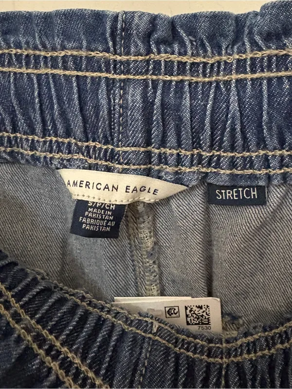 NWT!! American Eagle Dreamy Drape Linen Blend Pull-On Pants in Indigo - Image 8