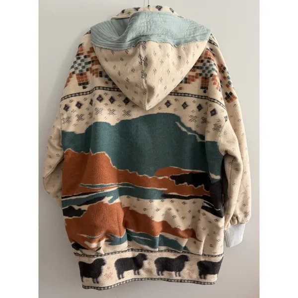 Free People Mountain Top Sweatshirt Black‎ Sheep Combo Women's Size Small - Image 2