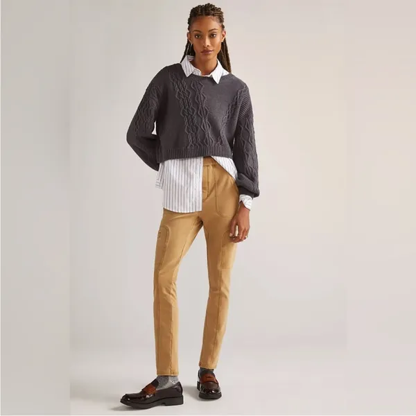 Anthropologie Pilcro‎ The Hiker Utility Leggings Slim Tan Pant Khaki Size Medium - Image 4