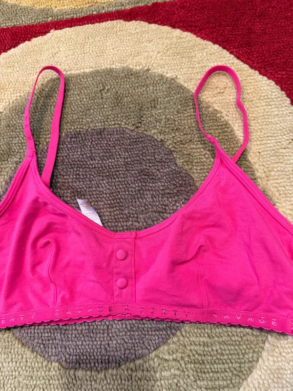 Savage X Fenty Cotton Jersey Bralette Logo Straps Un-Padded Pink Size Medium - Image 2