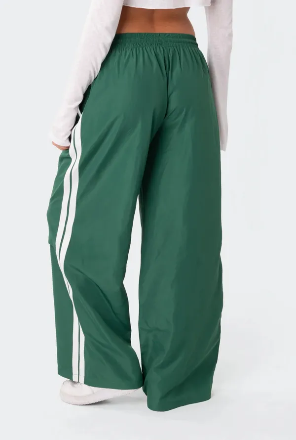 Edikted Green Nylon Track Pants - Image 4