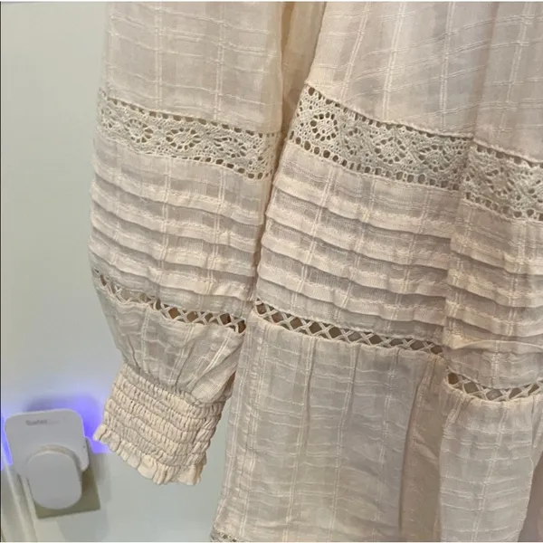 American Eagle elegant cream cotton long sleeve mini dress size small. - Image 5