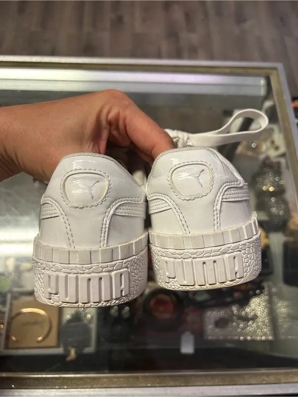 Puma White Cali Patent Leather Perforated Sneakers - size 6.5 (Youth 4.5!) - Image 3