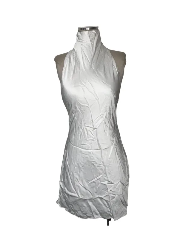SNDYS Nixie Mini Dress in White Small New Womens Satin Open Back - Image 6
