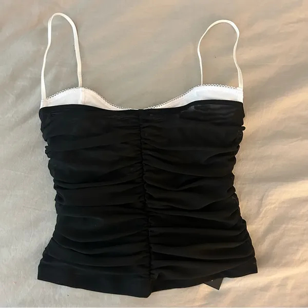 White Fox Boutique Remind Me Again Bustier Black, Small Mesh Crop Tank - Image 6