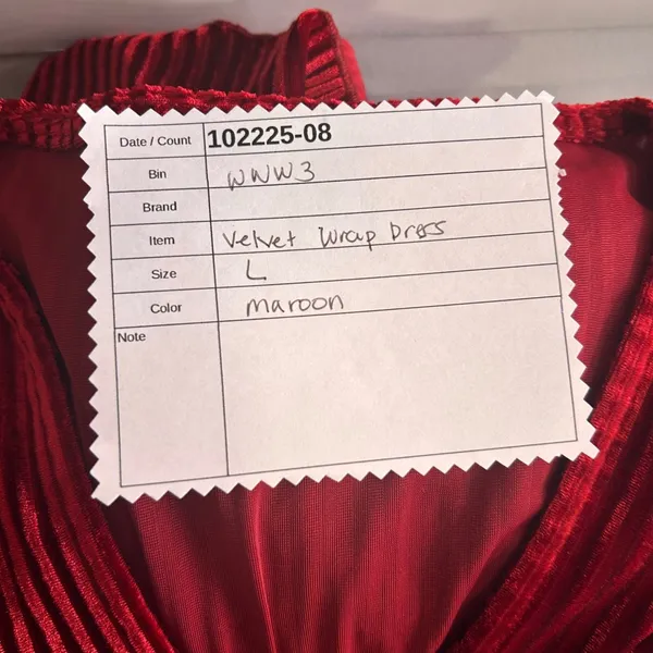 Velvet Wrap‎ Dress Red Large - Image 14