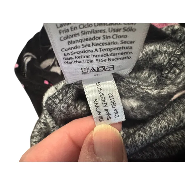 Aerie Floral Long-Sleeve Nightgown – Black/Pink Dark Floral– Size XL-Cozy Velour - Image 5