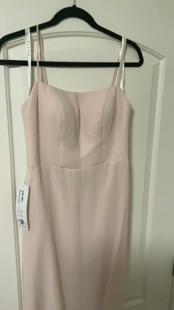 Azazie NWY TAYLA Sheath Square Neckline Chiffon Floor-Length Blushing Pink Sz A4 - Image 6