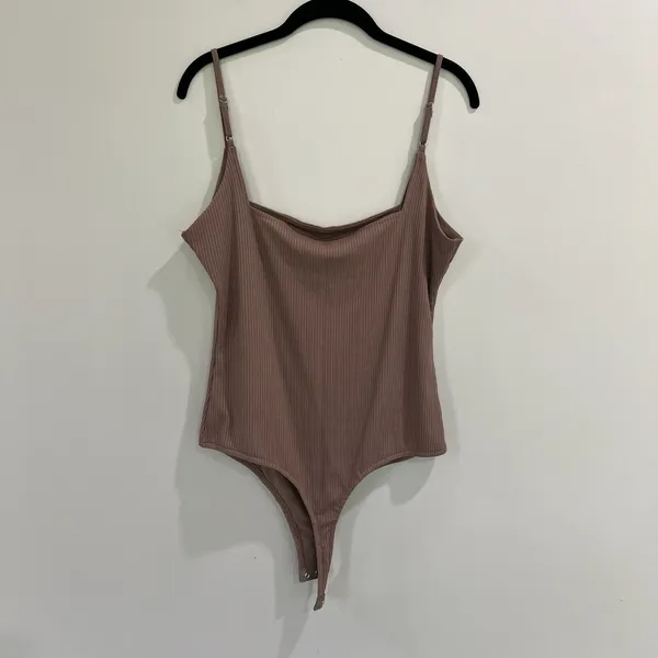 LULUS Danyelle Bodysuit Ribbed Knit Square Neck Spaghetti Strap Size‎ XL - Image 2