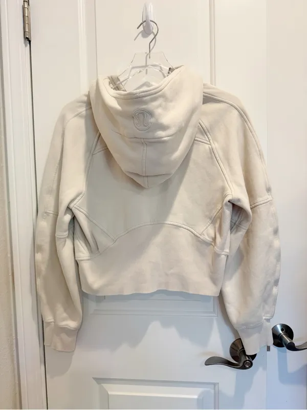 LULULEMON Oversized Scuba Half-Zip Hoodie‎ Pullover Sweatshirt Cream XS/S - Image 4