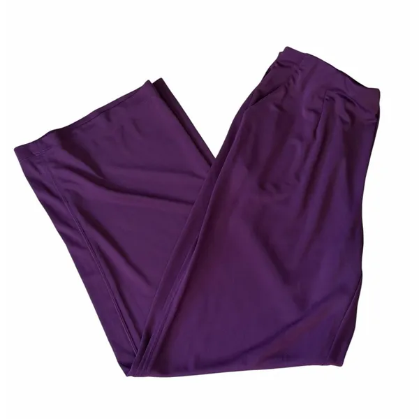 Susan Graver Size Small Burgundy Premier Knit Pull On Wide Leg Pants Pockets - Image 3