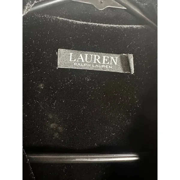Lauren Ralph Lauren Womens PS Black Velvet Crest Pajama Top Button Down Cardigan - Image 3