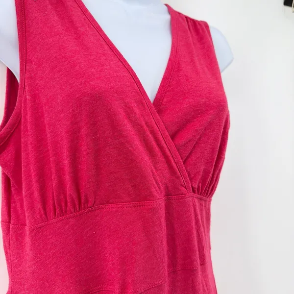 Toad&Co Palmira Dress Small Hot Pink Organic Cotton Surplice Travel Pocket Mini - Image 2