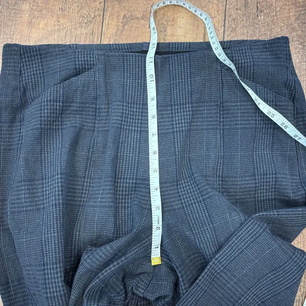 Old Navy High Rise Wide Leg Plaid Pants L Tall Women Navy Elastic Waist Office - Image 8