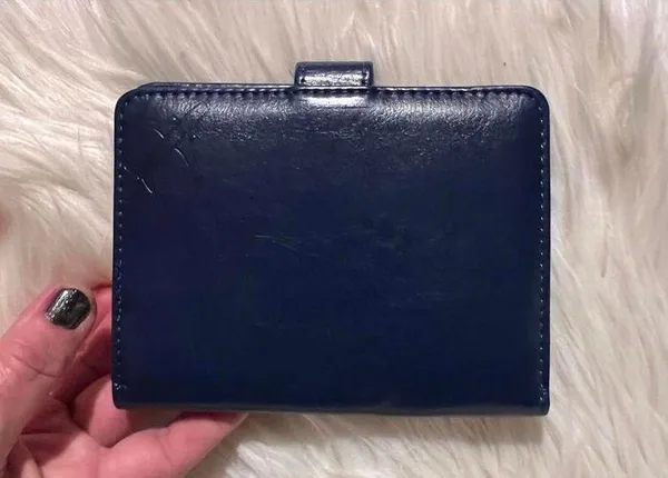 Stylish Navy Passport Holder with Embossed Design Blue - Image 4