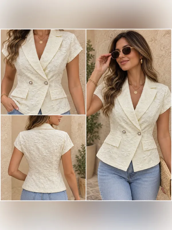 Textured Floral Jacquard Fabric Classic Waist-Cinching Vest Coa size XL - Image 2