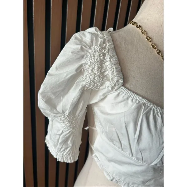 Zara NWT white tank top crop top cut out back size XS - Image 2