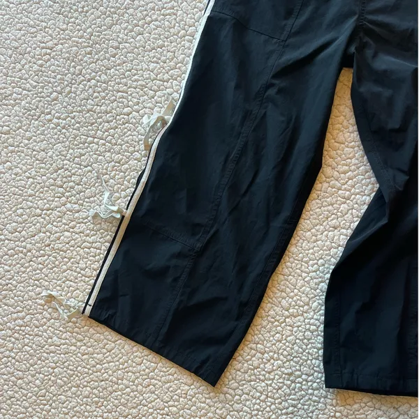 Adorable Black Track Pants with White Side Ties - Image 9