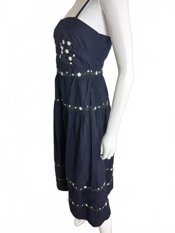 Free Assembly Navy Blue Embroidered Midi Dress XS - Image 3