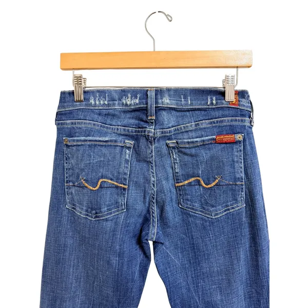 Y2K Aesthetic 7 For All Mankind Bootcut Jeans Blue Denim Size 28 - Image 5