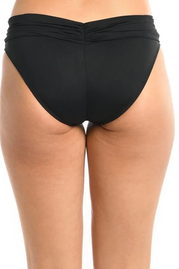 La Blanca Island Goddess Shirred Band Hipster Bottom - Black - Image 2