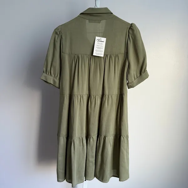 Trixxi Tiered Mini Dress - Button Front, Puff Sleeve, Casual -‎ sz S - Image 7