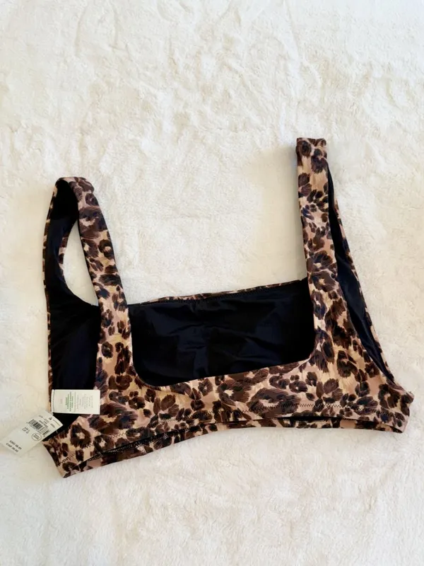 NWT Aerie Leopard Scoop Bikini Top - Size: Large - Image 6