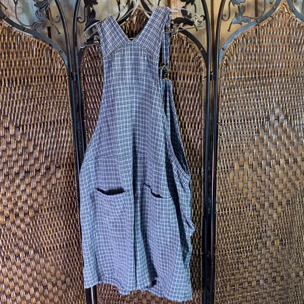 Vintage Checked 100% Cotton Shorts Overalls Size 18W/20W - Image 4