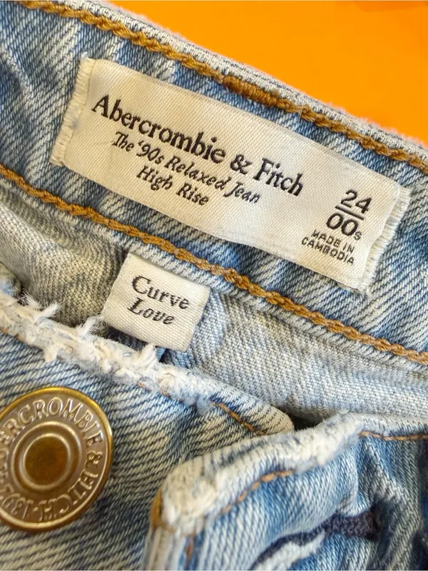 ABERCROMBIE & FITCH Curve Love The 90’s Relaxed Jean‎ High Rise Released Hem 24 - Image 5