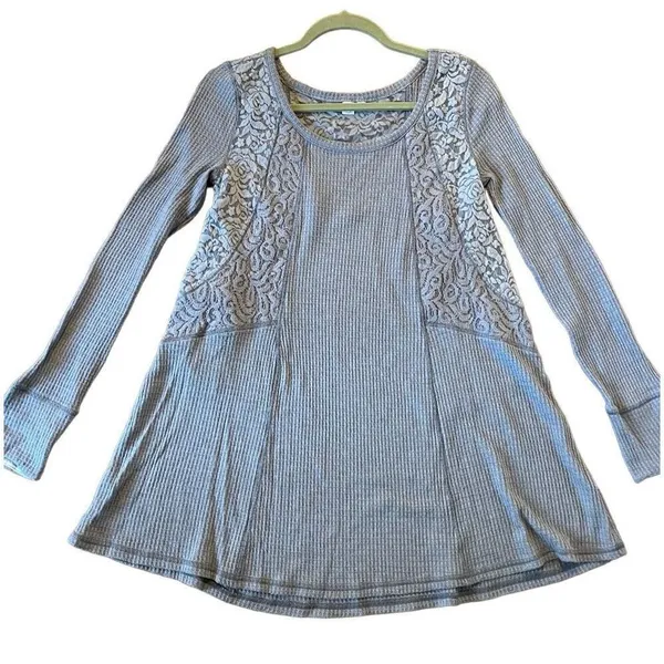 Anthropologie Eloise waffled knit swing lace dress tunic small - Image 3