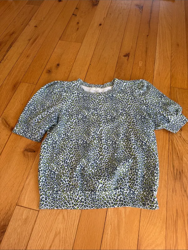T.La Leopard Print Puff Sleeve Top - Light Green & Blue Size Small - C69-037 - Image 3