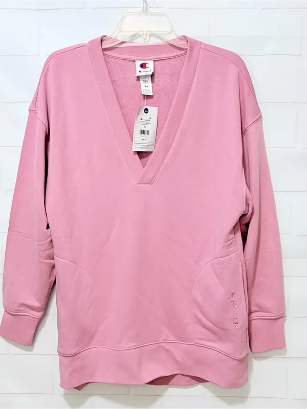 Champion Gameday Deep V Tunic French Terry Pullover Cosmic Pink Size XS NWT - Image 3