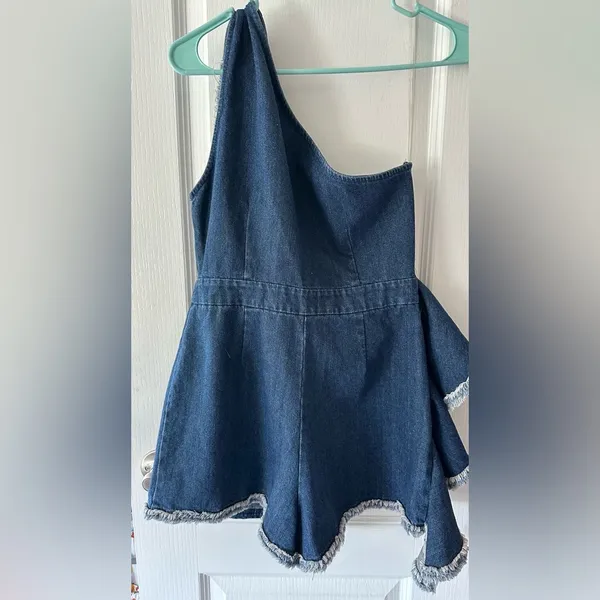 NWT DO + BE Denim One Shoulder Romper - Image 5