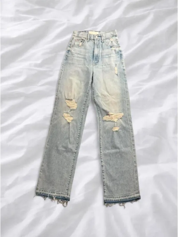MOTHER The Tomcat Ankle Distressed High Rise Jeans Light Wash Size 25 NWT - Image 5