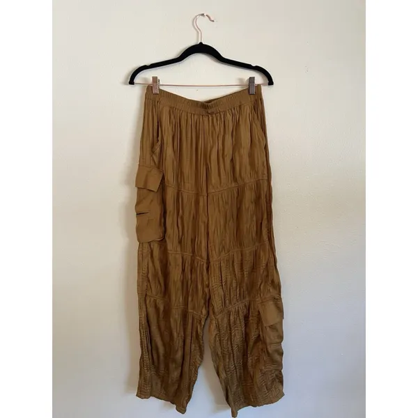 Free People‎ “So Slick” Cargo Pants Size S Brown Slouchy Pocket Pants - Image 4