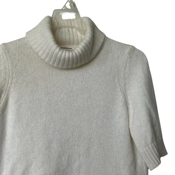 Anthropologie wool blend Cream turtleneck Sweater S Italy made - Image 11