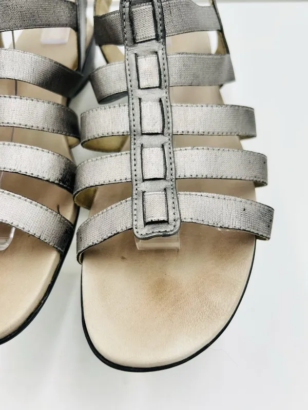Munro American Darian Silver Elastic Strappy Slingback Sandals Shimmer Sz 9M - Image 6